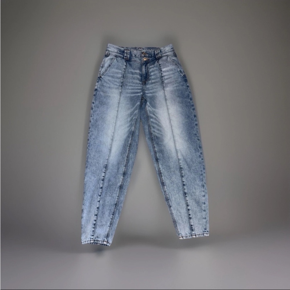 American Eagle Stretch Mom Light Wash Blue Jeans Sz 0